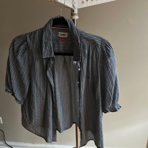 Small/petite short sleeved striped blouse